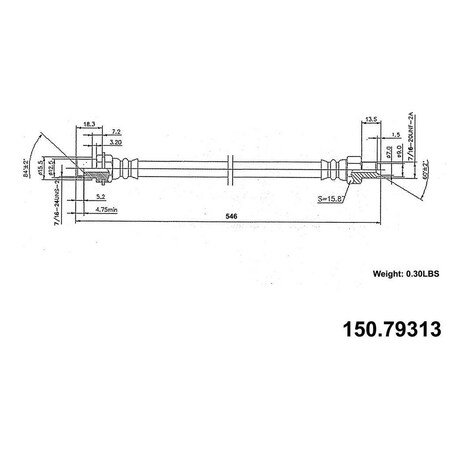 Centric Parts Brake Hose, 150.79313 150.79313